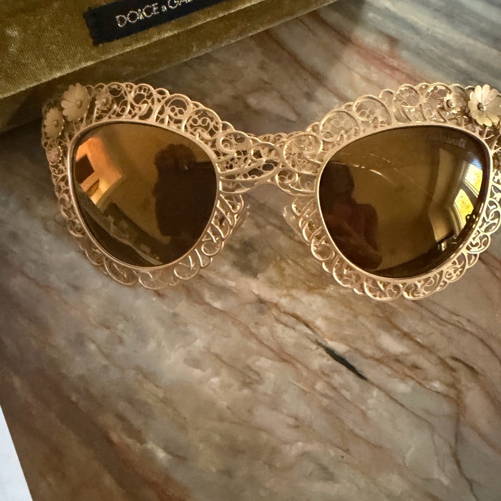 Dolce & Gabbana Floral Gold Baroque Sunglasses